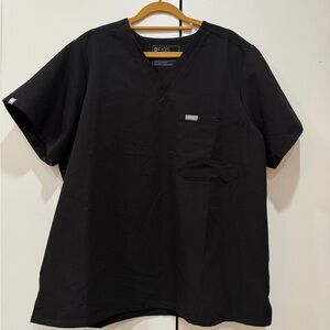 Figs Scrub Shirt Womens XXLarge Black Top Catrina Single Pocket Comfort 2xl